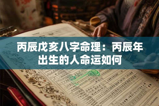 丙辰戊亥八字命理：丙辰年出生的人命运如何