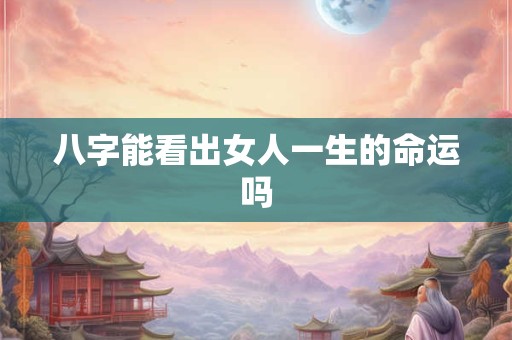八字能看出女人一生的命运吗