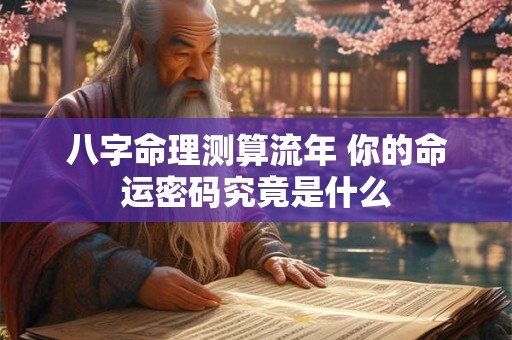 八字命理测算流年 你的命运密码究竟是什么
