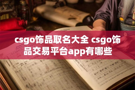 csgo饰品取名大全 csgo饰品交易平台app有哪些