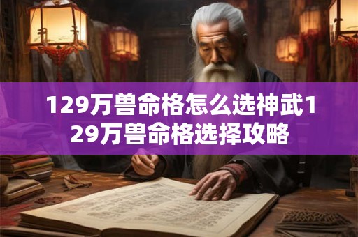 129万兽命格怎么选神武129万兽命格选择攻略