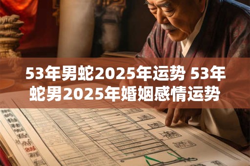 53年男蛇2025年运势 53年蛇男2025年婚姻感情运势运程