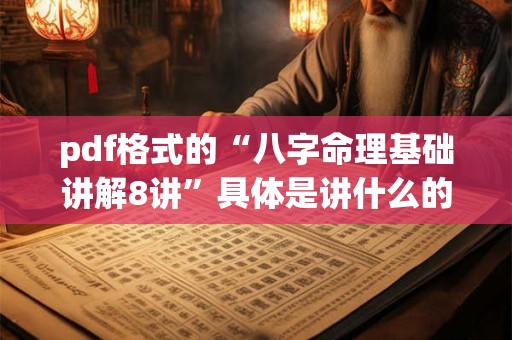 pdf格式的“八字命理基础讲解8讲”具体是讲什么的呢