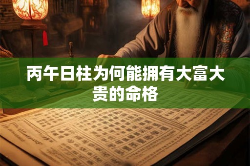 丙午日柱为何能拥有大富大贵的命格