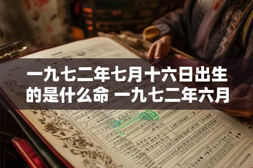 一九七二年七月十六日出生的是什么命 一九七二年六月七日出生的人命好不好