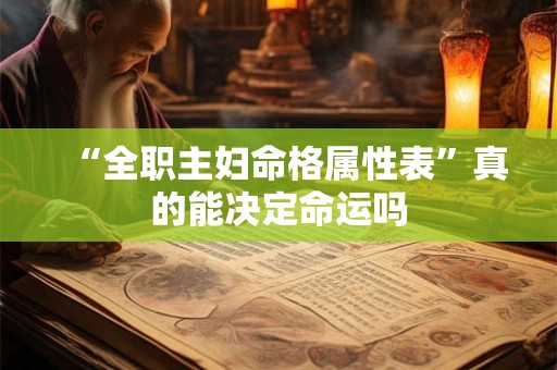 “全职主妇命格属性表”真的能决定命运吗