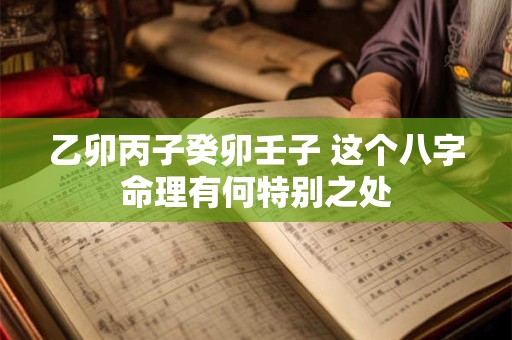 乙卯丙子癸卯壬子 这个八字命理有何特别之处
