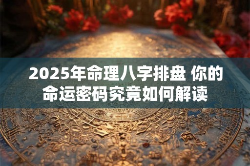 2025年命理八字排盘 你的命运密码究竟如何解读