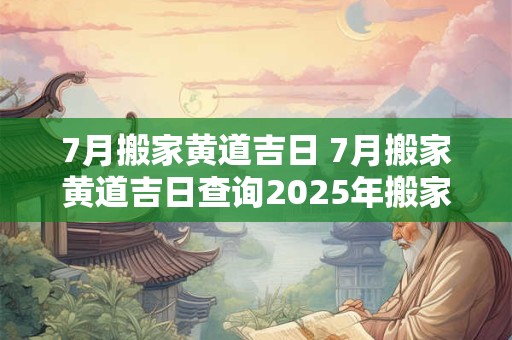 7月搬家黄道吉日 7月搬家黄道吉日查询2025年搬家好日子有哪些