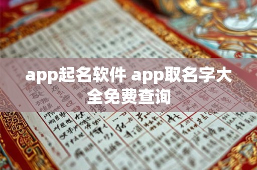 app起名软件 app取名字大全免费查询