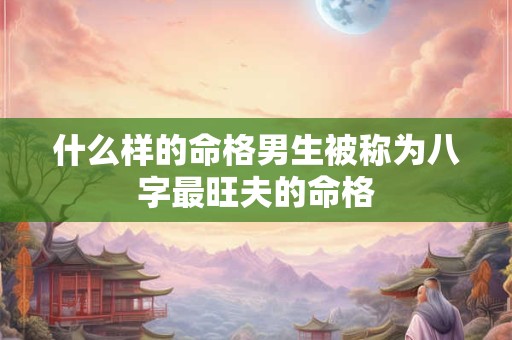 什么样的命格男生被称为八字最旺夫的命格