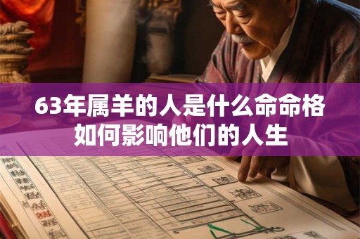 63年属羊的人是什么命命格如何影响他们的人生