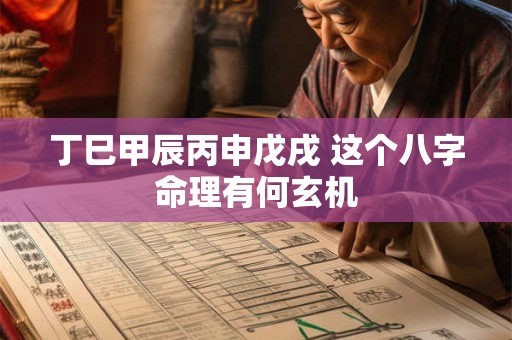丁巳甲辰丙申戊戌 这个八字命理有何玄机