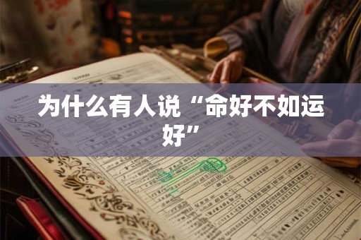 为什么有人说“命好不如运好”