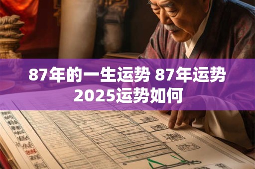 87年的一生运势 87年运势2025运势如何 87年的一生运势 87年运势2025运势如何