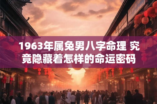 1963年属兔男八字命理 究竟隐藏着怎样的命运密码