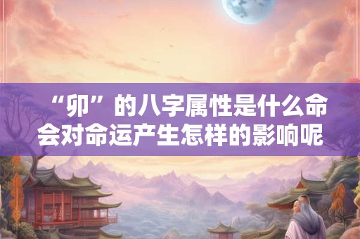 “卯”的八字属性是什么命会对命运产生怎样的影响呢