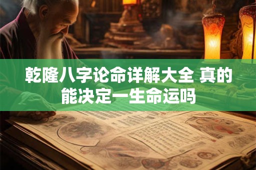 乾隆八字论命详解大全 真的能决定一生命运吗