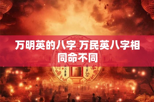 万明英的八字 万民英八字相同命不同