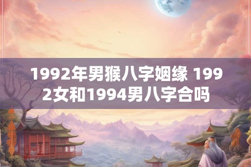 1992年男猴八字姻缘 1992女和1994男八字合吗