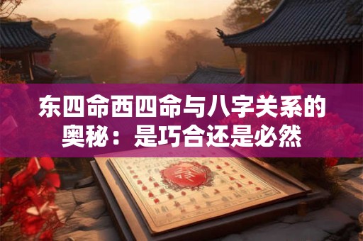 详细阅读:东四命西四命与八字关系的奥秘:是巧合还是必然 东四命西四命与八字关系的奥秘:是巧合还是必然