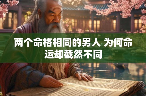 两个命格相同的男人 为何命运却截然不同