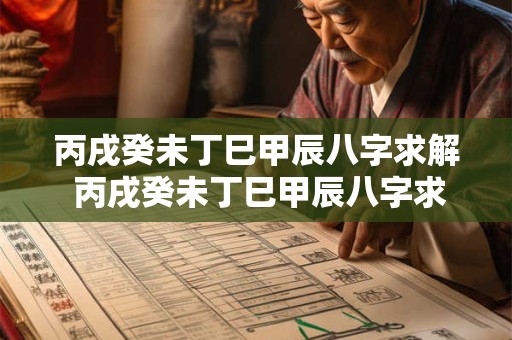 丙戌癸未丁巳甲辰八字求解 丙戌癸未丁巳甲辰八字求解大全