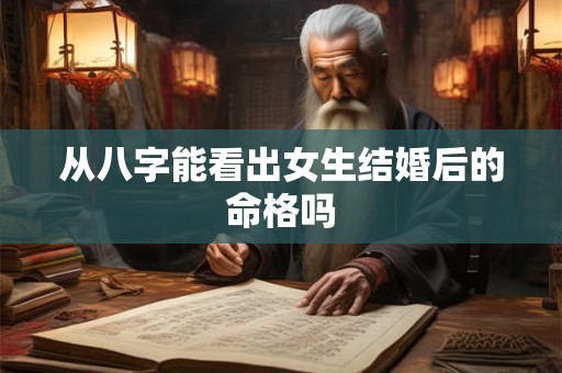 从八字能看出女生结婚后的命格吗