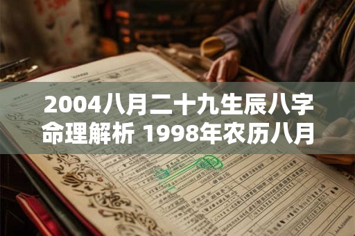 2004八月二十九生辰八字命理解析 1998年农历八月初十的生辰八字命理