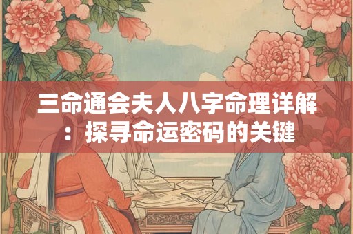 三命通会夫人八字命理详解：探寻命运密码的关键