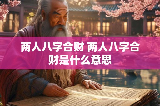 两人八字合财 两人八字合财是什么意思