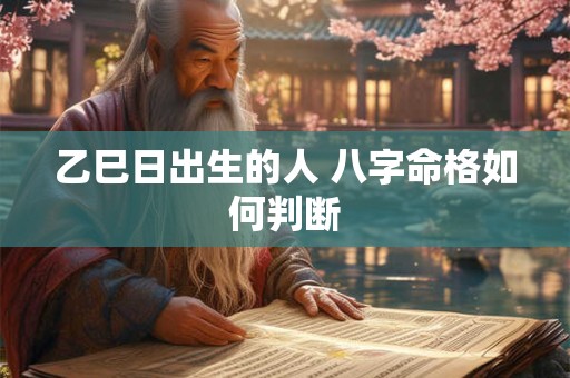 乙巳日出生的人 八字命格如何判断