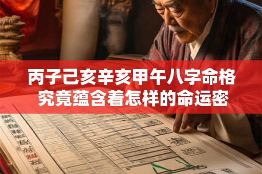 丙子己亥辛亥甲午八字命格 究竟蕴含着怎样的命运密码