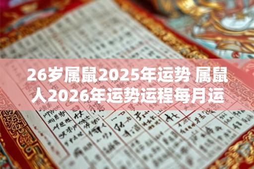 26岁属鼠2025年运势 属鼠人2026年运势运程每月运程