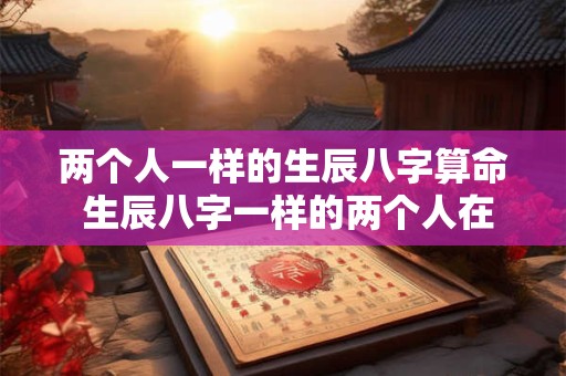 两个人一样的生辰八字算命 生辰八字一样的两个人在一起的好吗怎么样