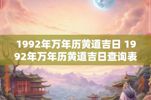 1992年万年历黄道吉日 1992年万年历黄道吉日查询表