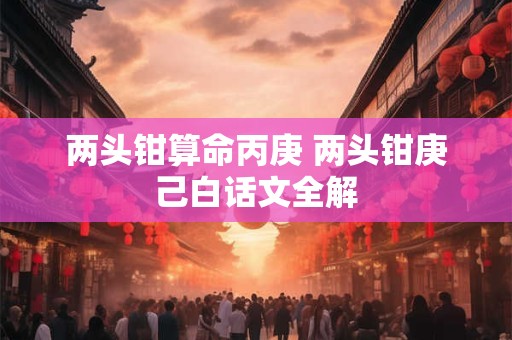 两头钳算命丙庚 两头钳庚己白话文全解