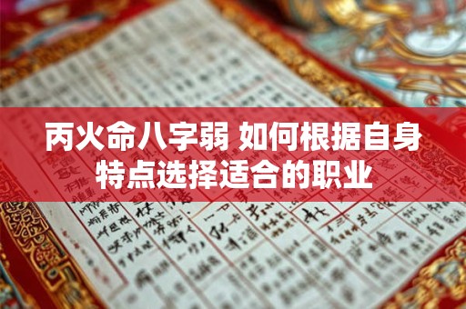 丙火命八字弱 如何根据自身特点选择适合的职业