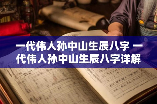 一代伟人孙中山生辰八字 一代伟人孙中山生辰八字详解