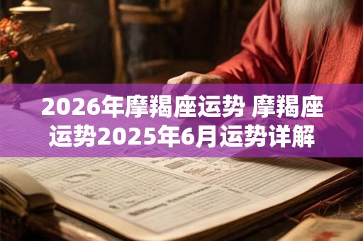 2026年摩羯座运势 摩羯座运势2025年6月运势详解