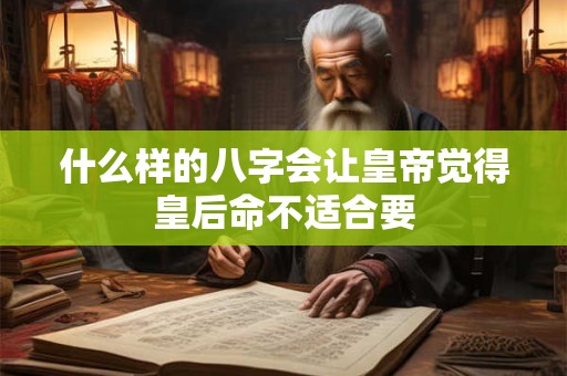 什么样的八字会让皇帝觉得皇后命不适合要