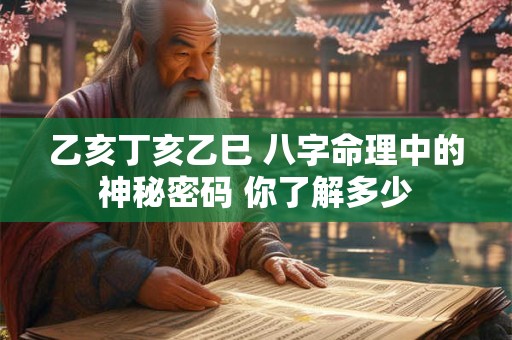 乙亥丁亥乙巳 八字命理中的神秘密码 你了解多少