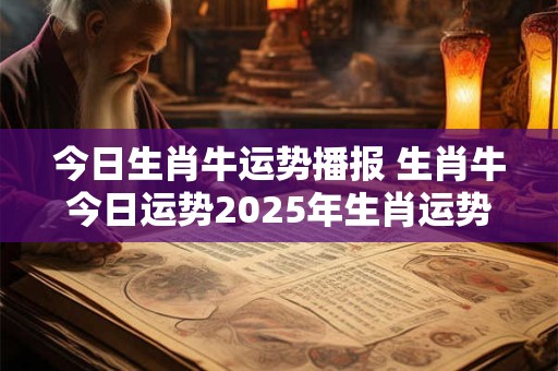 今日生肖牛运势播报 生肖牛今日运势2025年生肖运势