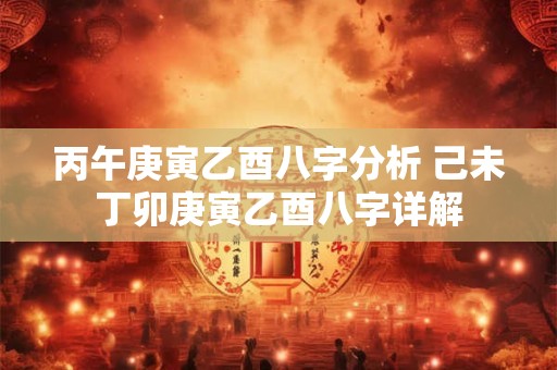 丙午庚寅乙酉八字分析 己未丁卯庚寅乙酉八字详解