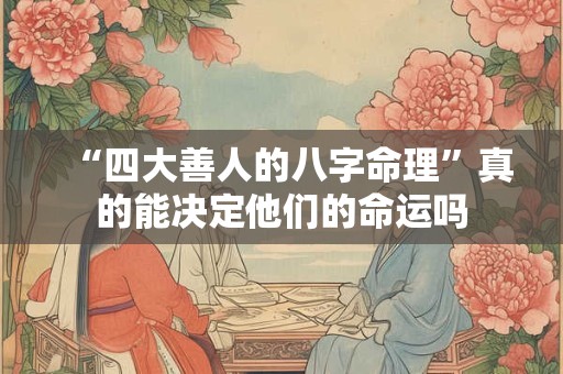 “四大善人的八字命理”真的能决定他们的命运吗