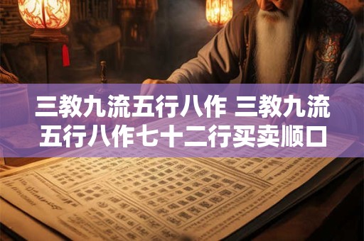 三教九流五行八作 三教九流五行八作七十二行买卖顺口溜
