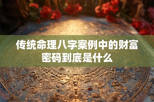 传统命理八字案例中的财富密码到底是什么