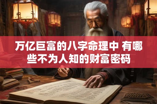 万亿巨富的八字命理中 有哪些不为人知的财富密码