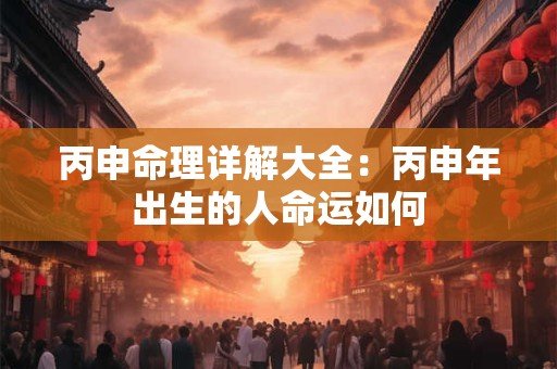 丙申命理详解大全：丙申年出生的人命运如何