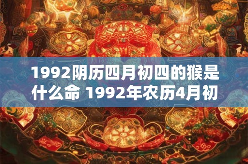 1992阴历四月初四的猴是什么命 1992年农历4月初四出生是什么命